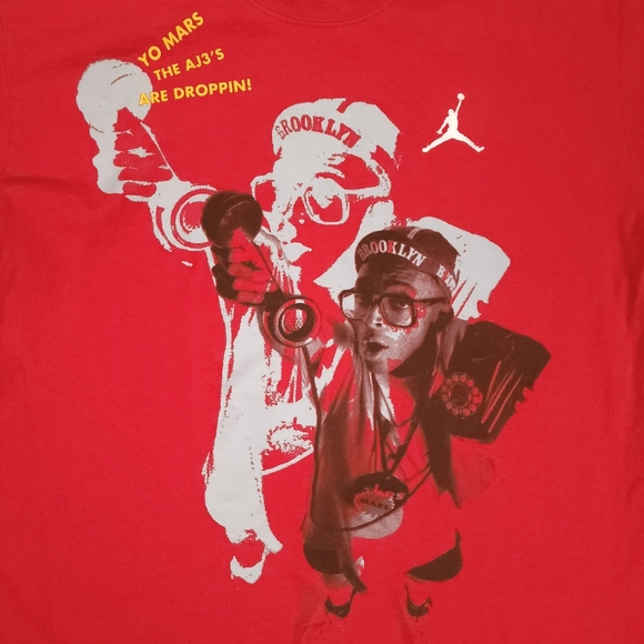 Vtg Air Jordan III 3 Spike Lee Mars Blackmon Graphic Tee Red Mens XL Small Hole - Picture 4 of 14